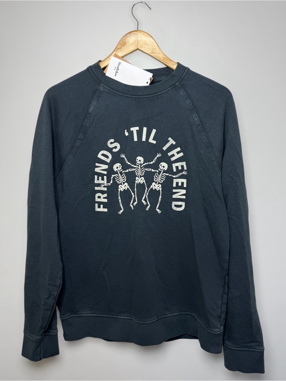 New Goodfellow & Co Black 'Friends 'Til The End' Skeleton Graphic Crewneck Sm